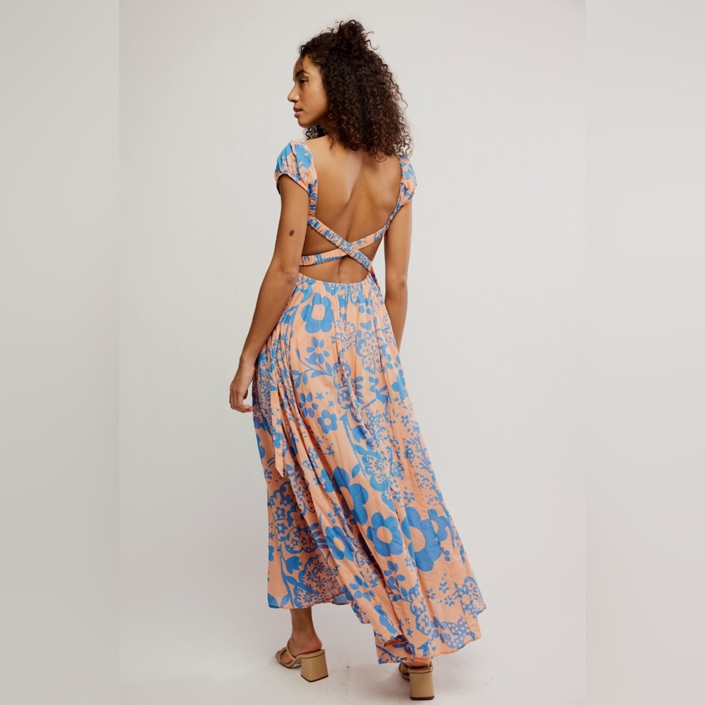 Free People Ultraviolet 100% cotton crossback straps Maxi Dress,  Pink Combo